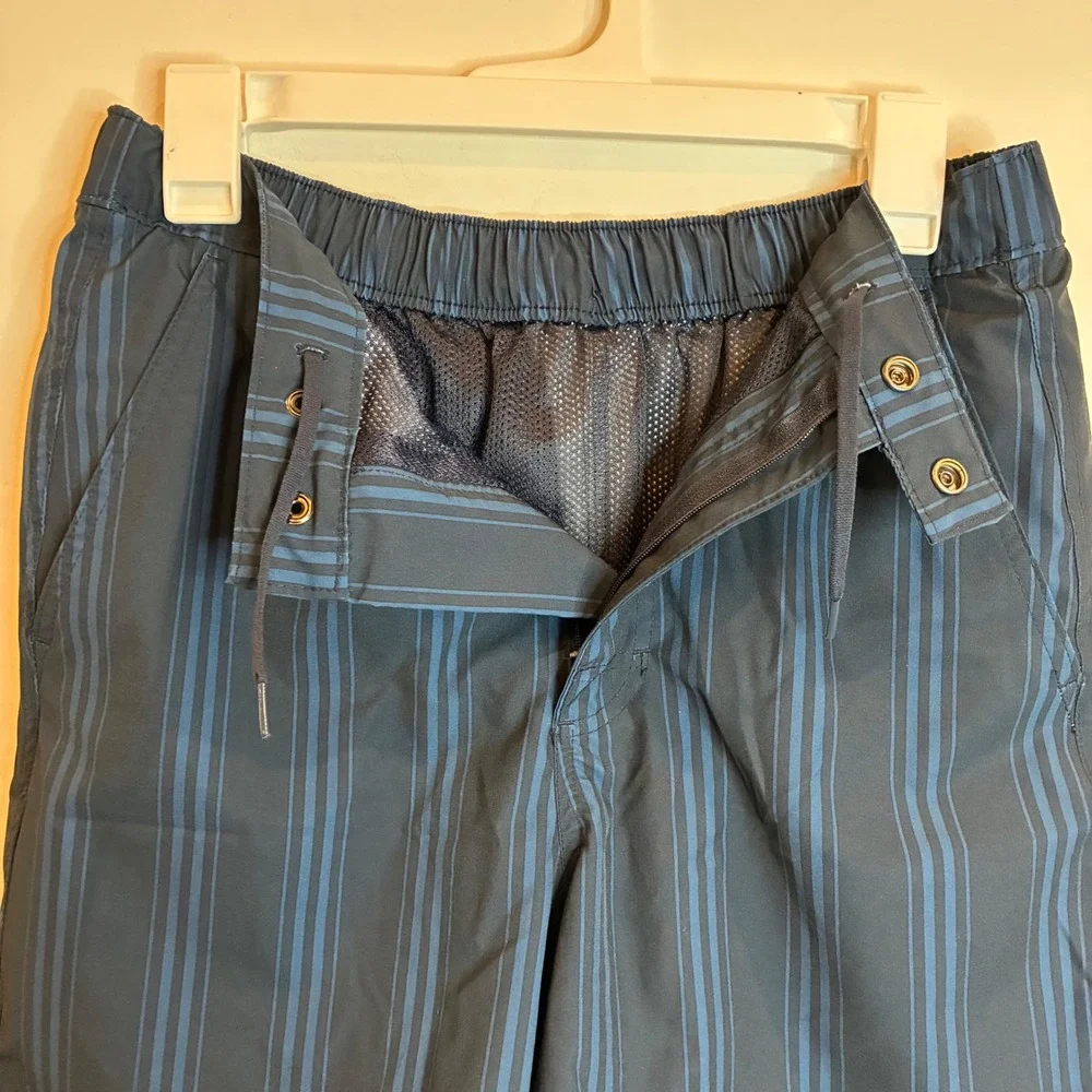 Old Navy Mens Navy Blue Striped Swim Trunks Size S Mesh Lined Board Shorts